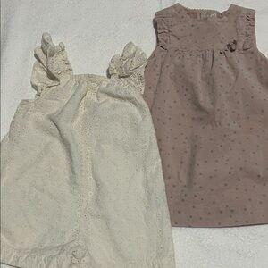 Zara kid girl  Star Print Mauve Dress & Ivory Eyelet Romper Set 9/12 m